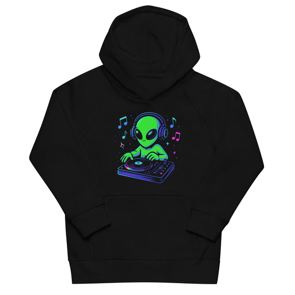 Alien DJ in Neon Cosmos Kids Eco Hoodie