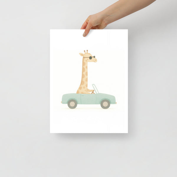 Cool Giraffe Nursery Poster – Watercolor Animal Art for Kids Room Decor