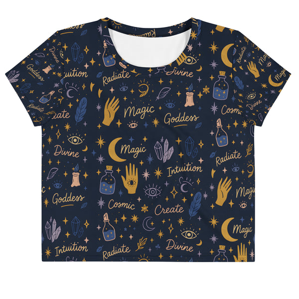 Cosmic Goddess All-Over Print Crop Tee – Wear Your Magic