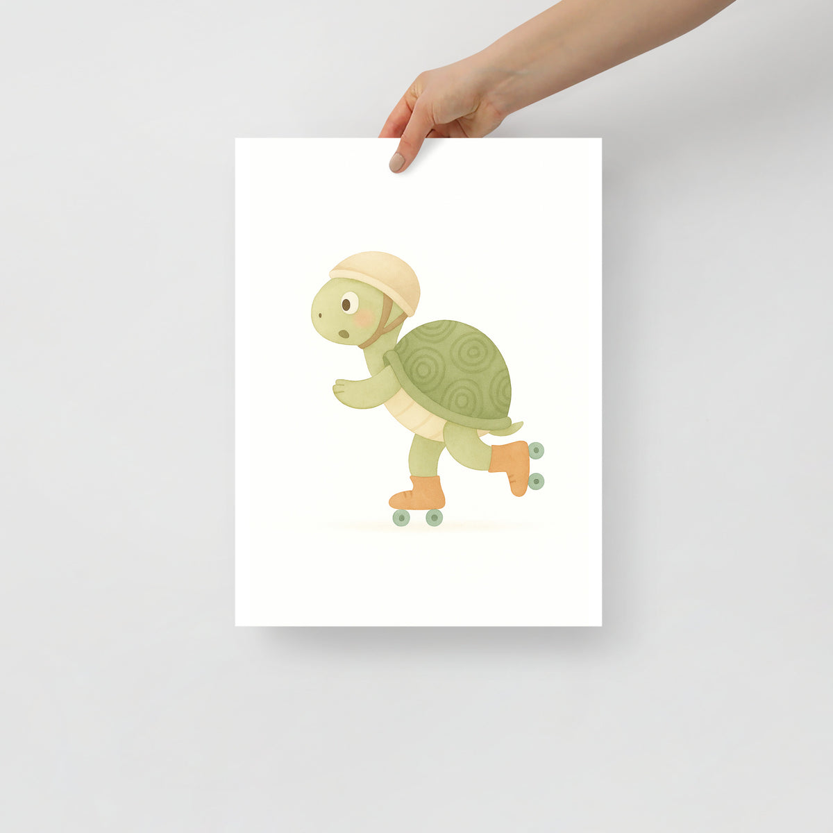 Roller Skating Turtle Poster– Watercolor Print for Kids Room
